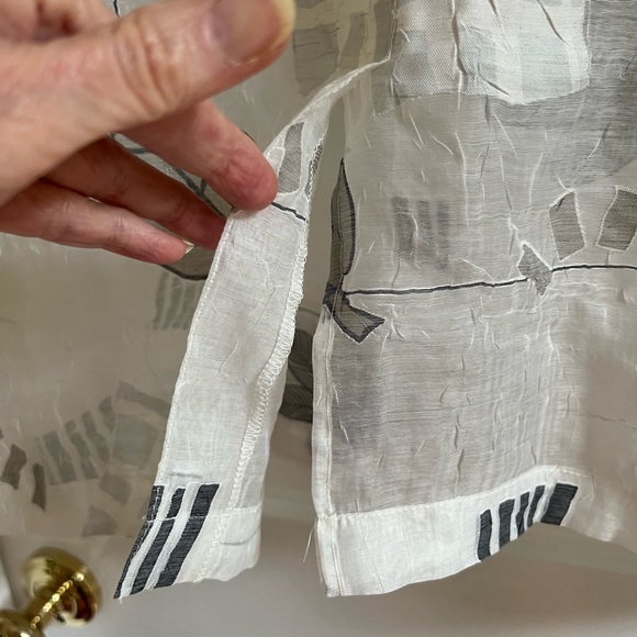 White with Gray Leaf Design Jacket L - Picture 6 of 15